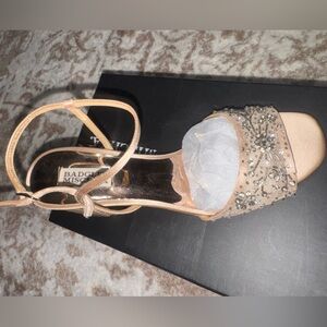 Badgley Mischka Blush Pink Crystal Embellished Evening Sandal